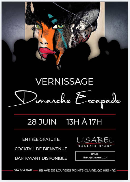 Affiche officielle du Vernissage Dimanche Escapade de LISABEL